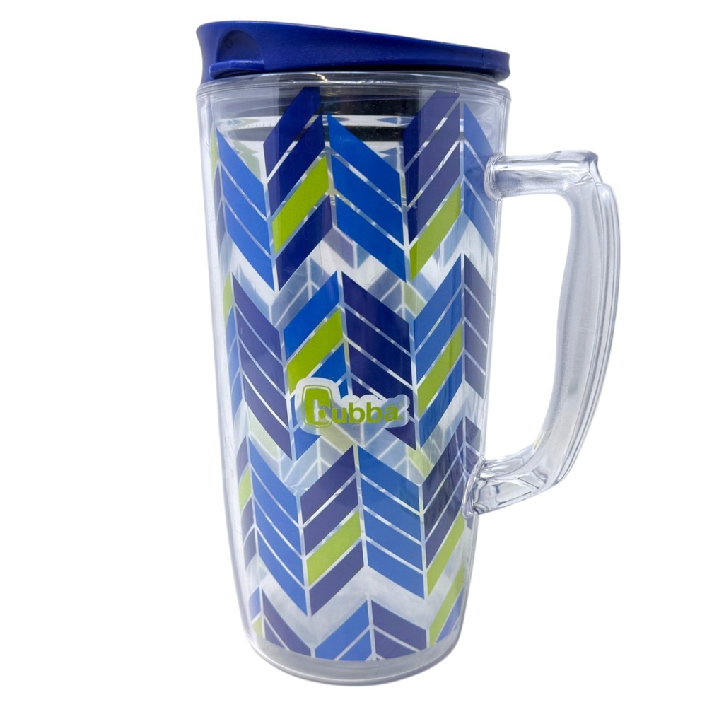 Bubba 48 oz Insulated Travel Mug Chevron Blue Green Double Wall Handle Lid